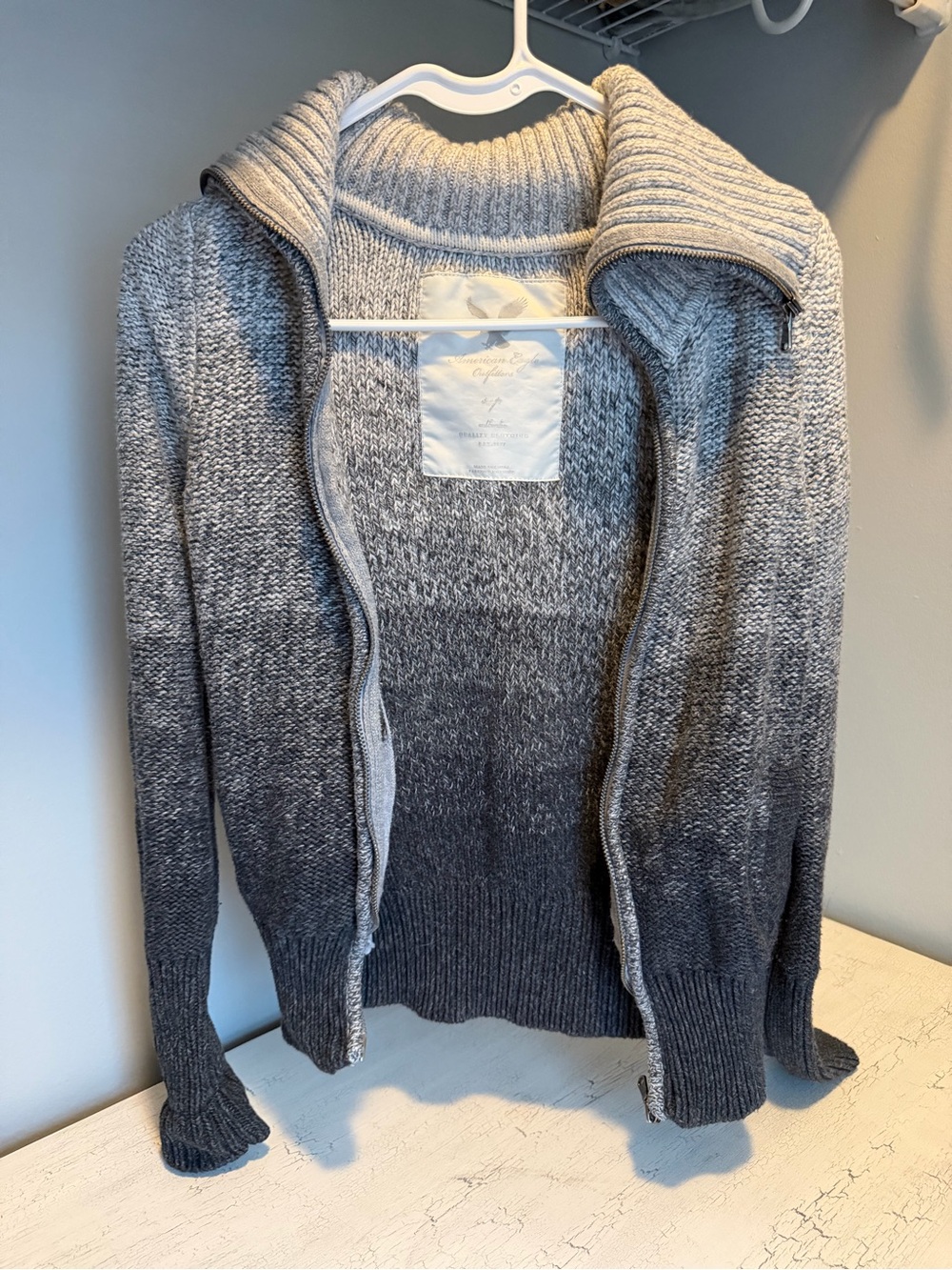 American Eagle Outfitters Gray Ombre Zip-Up Jacket